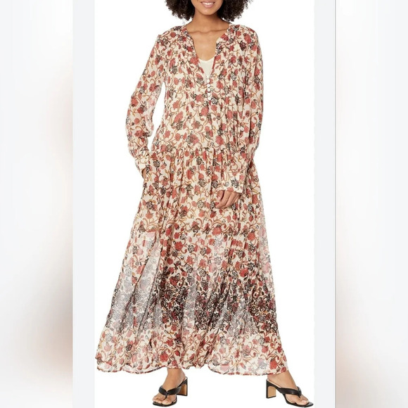 Free People See it Through Maxi dress Size Xs Bohemian Boho Hippie Peasant - Picture 8 of 9
